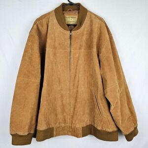Boston Harbour Mens Suede Bomber Jacket Outdoor Wear Brown Size 4X